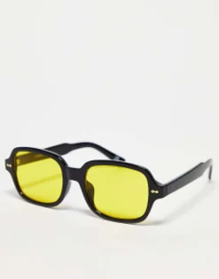 Design Mid Square Sunglasses In With Yellow Lens