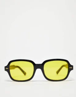 Design Mid Square Sunglasses In With Yellow Lens