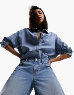 Design Minimal Denim Shirt In Lightwash