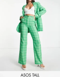Design Mix & Match Tall Grandad Suit In Green Check