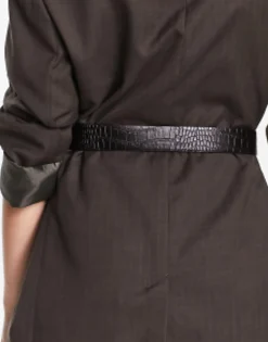 Design Monogram Buckle Croc Belt In