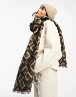 Design Monogram Jacquard Print Blanket Scarf In