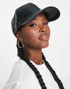 Design Nappa Leather Look Cap In