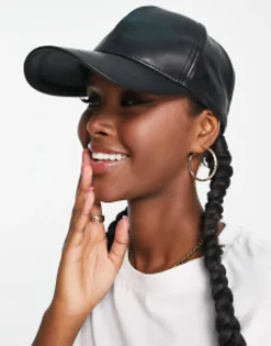 Design Nappa Leather Look Cap In