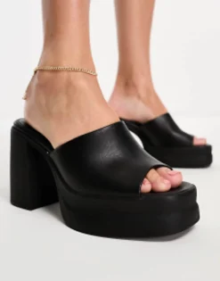 Design Nevada Chunky Platform High Heeled Mules In