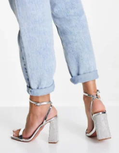 Design Nora Embellished Block Heel Barely There Heeled Sandals In
