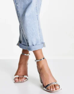 Design Nora Embellished Block Heel Barely There Heeled Sandals In