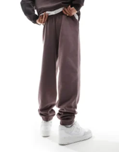 Design Oversized Heavyweight Joggers In Washed Brown