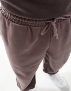 Design Oversized Heavyweight Joggers In Washed Brown