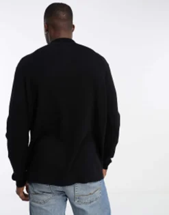 Design Oversized Knitted Essential Rib Polo Jumper In