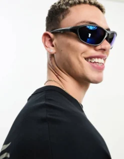 Design Oversized Racer Sunglasses In Gunmetal