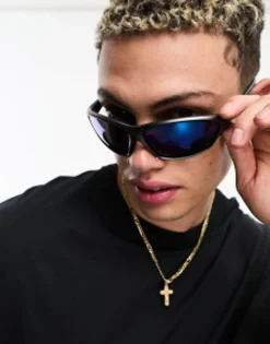 Design Oversized Racer Sunglasses In Gunmetal