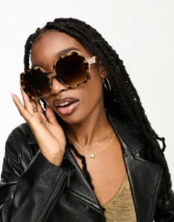 Design Oversized 70S Sunglasses In Milky Tort