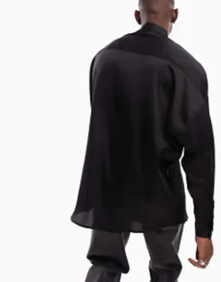 Design Oversized Satin Shirt In