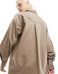Design Oversized Shirt In Taupe