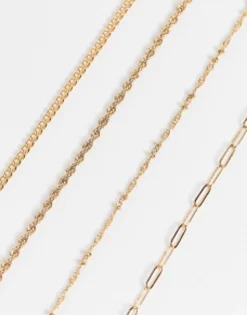 Design Pack Of 4 Fine Chain Bracelets In Tone