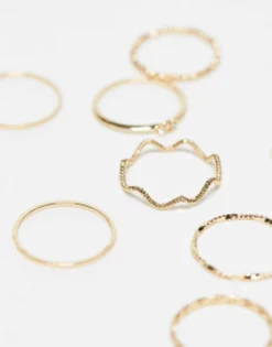 Design Pack Of 12 Rings With Twist Details And Engraved Designs In Tone