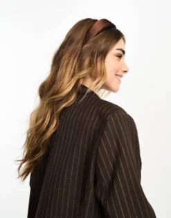 Design Padded Headband In Chocolate Satin
