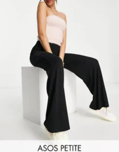 Design Petite Basic Wide Leg Jersey Trouser In