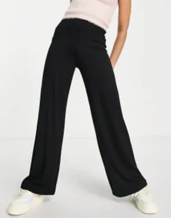 Design Petite Basic Wide Leg Jersey Trouser In