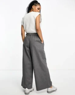 Design Petite Clean Pull On Wide Leg Trouser In
