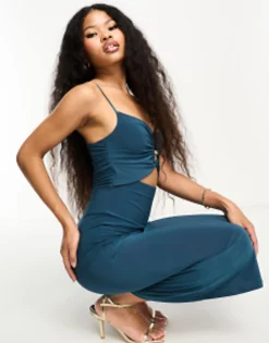 Design Petite Gold Trim Cut Out Cami Midi In