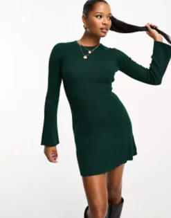 Design Petite Knitted Fit And Flare Mini Dress In