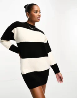 Design Petite Knitted Jumper Mini Dress With Crew Neck In