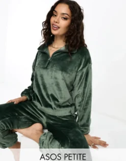 Design Petite Lounge Super Soft Fleece Zip Up Sweat & Jogger Set In