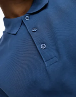 Design Pique Polo Shirt In Blue