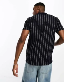 Design Polo T-Shirt In White Stripe