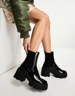 Design Reality Chunky Mid-Heeled Chelsea Boots In