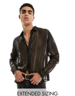 Design Relaxed Sheer Shirt In And Gold Stripe