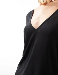 Design Relaxed V Neck T-Shirt In 2 Pack In Black And White