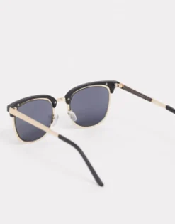 Design Retro Metal Sunglasses With Smoke Lens In And Black