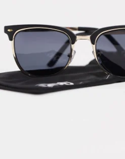 Design Retro Metal Sunglasses With Smoke Lens In And Black
