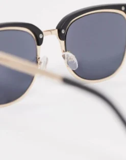 Design Retro Metal Sunglasses With Smoke Lens In And Black