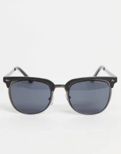 Design Retro Metal Sunglasses With Smoke Lens In And Matte Black