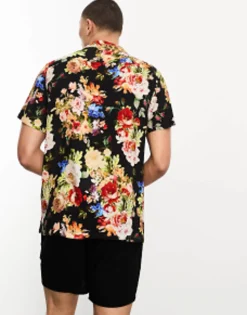 Design Revere Shirt In Bright Floral Print