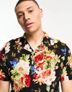 Design Revere Shirt In Bright Floral Print