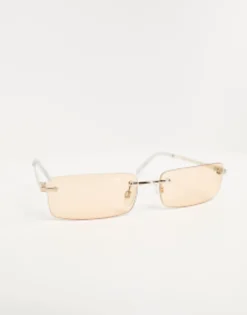 Design Rimless Slim Sunglasses With Taupe Lens In