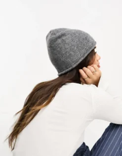 Design Roll Edge Beanie In Grey