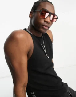 Design 70S Aviator Sunglasses In With Red Lens