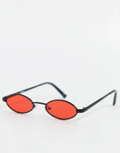 Design 90S Mini Oval Glasses In With Red Lens