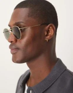 Design 90S Round Metal Sunglasses With Smoke Lens In