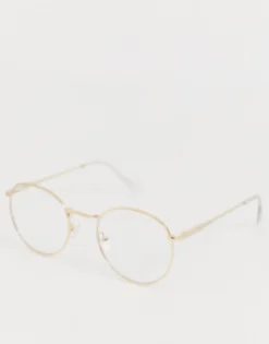 Design 90S Round Metal Sunglasses With Clear Lens In