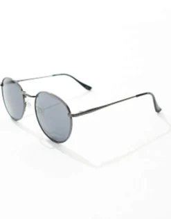 Design 90S Round Metal Sunglasses With Smoke Lens In Gunmetal
