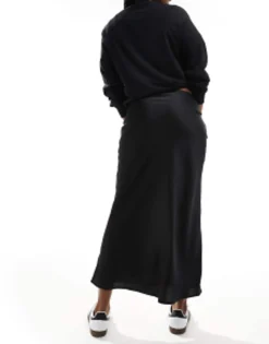 Design Satin Bias Midi Skirt In