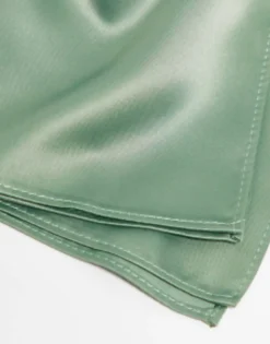 Design Satin Slim Tie And Pocket Square In Sage Green