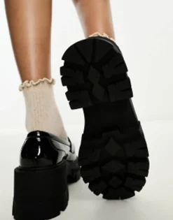 Design Script Chunky Mid Heeled Loafers In